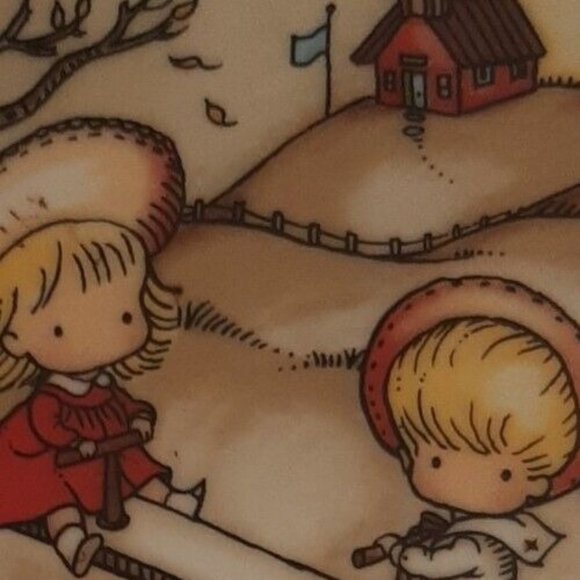 1966 Joan Walsh Anglund 4" Plate Coaster Children Seesaw Teeter Totter W Germ - Picture 3 of 6